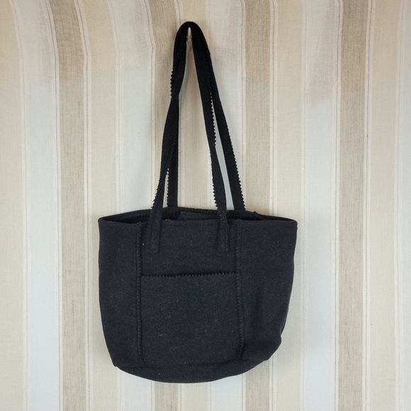 J. Jill Wool‎ Blend Tote Bag Purse Black Charcoal Gray - Picture 1 of 10